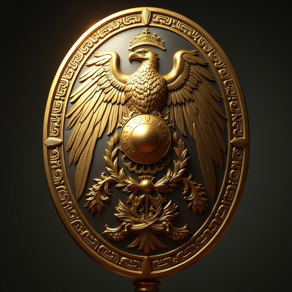 Greek Mythological Shield with Iconic Aegis and Regal Eagle