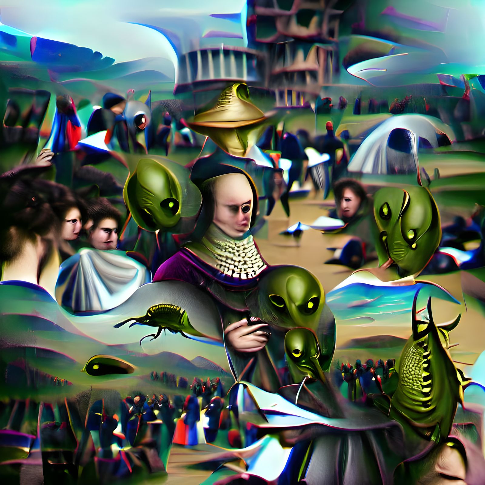 Renaissance Alien Invasion Digital Illustration