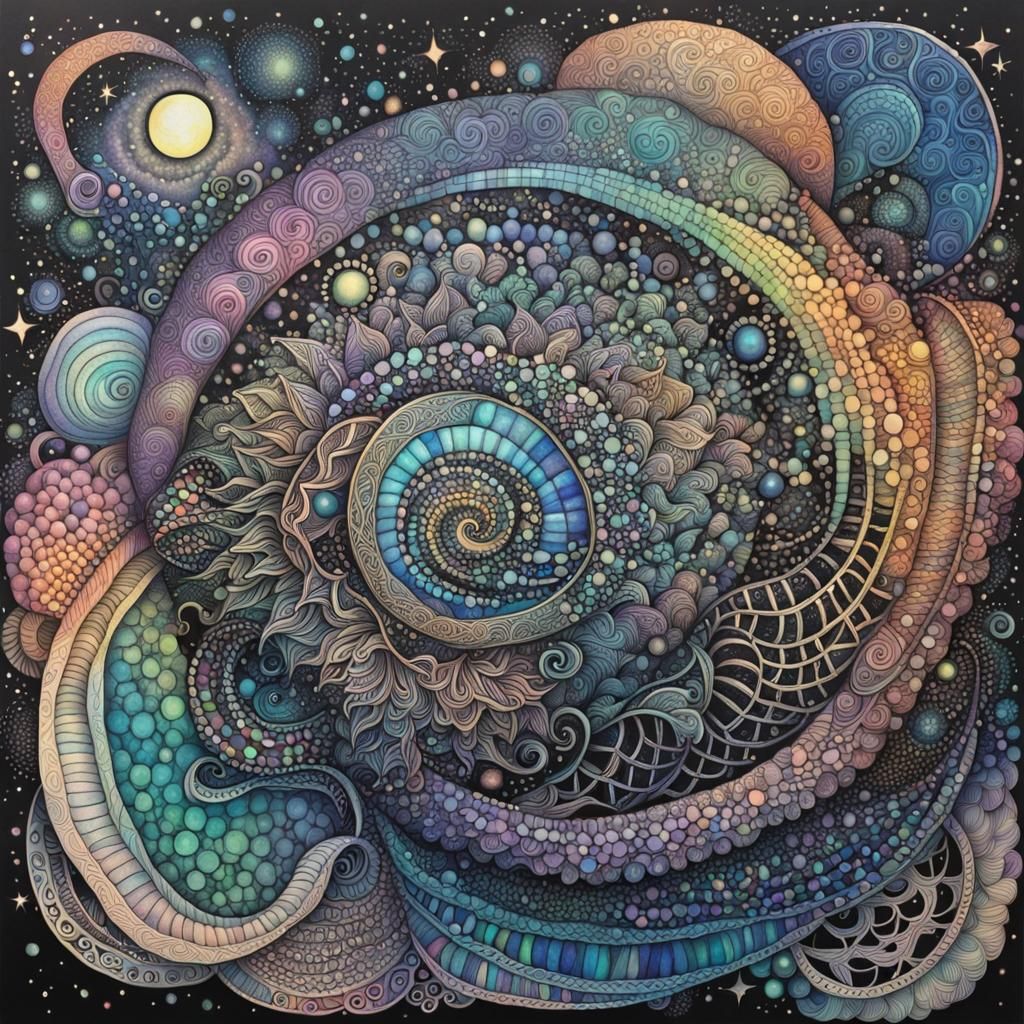 Zen Cosmic Tapestry in Iridescent Colors