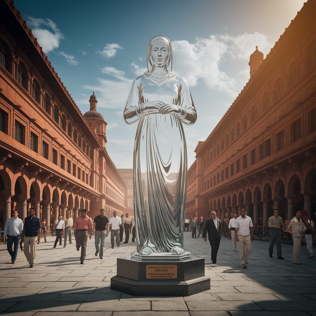 Hyperrealistic Glass Statue of Mother Theresa in India