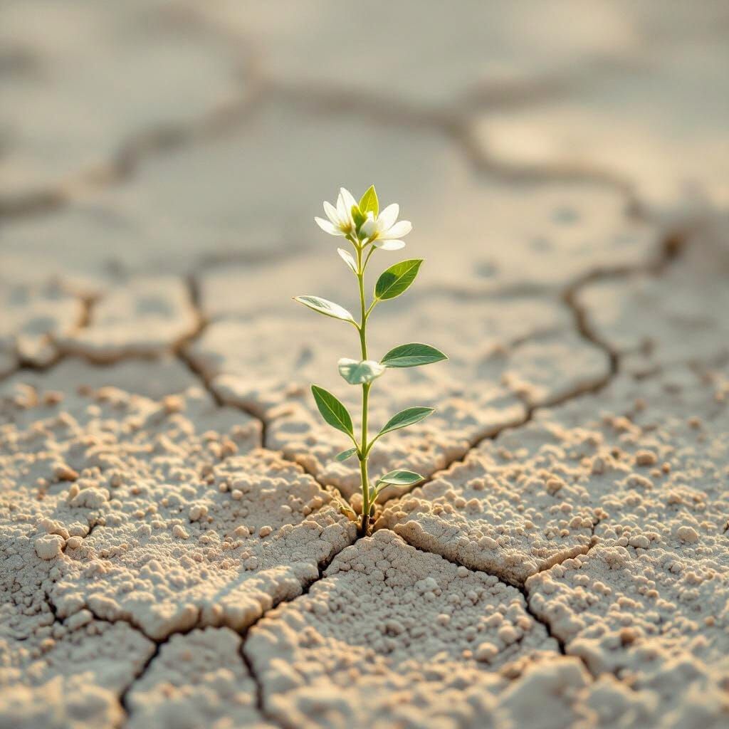 Serene Photo-Art: Sprig of Resilience in Minimalist Style