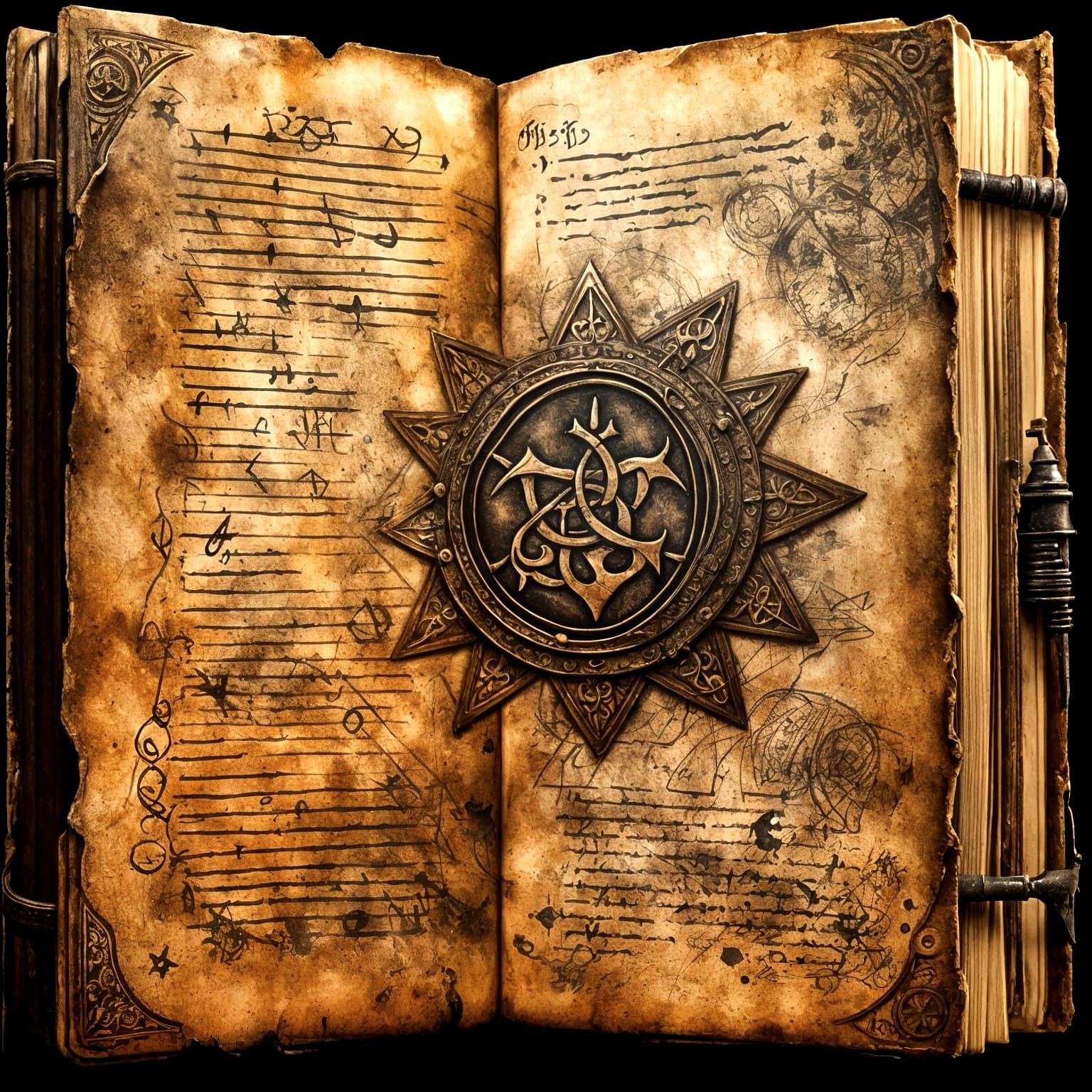 Mysterious Spell Book in Dark Fantasy Style