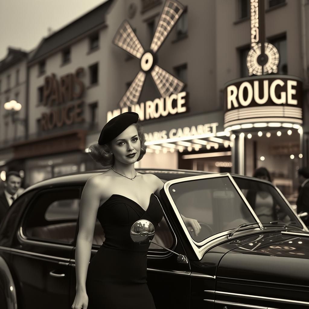 Art Deco Lady at Moulin Rouge, Paris 1940s