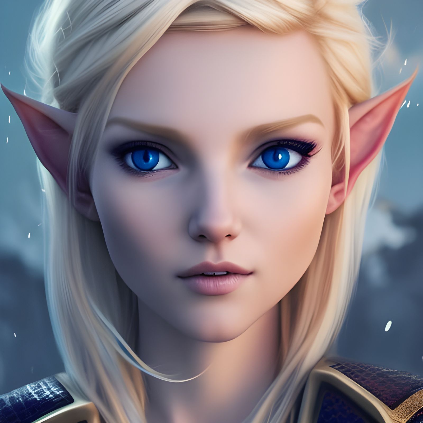 Detailed Blonde Elf Portrait in Digital Art Style