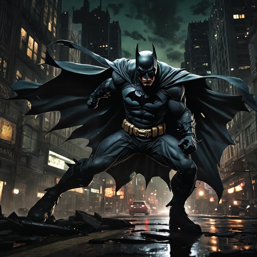 Batman with Loki Mask, Dark Noir Comic Art