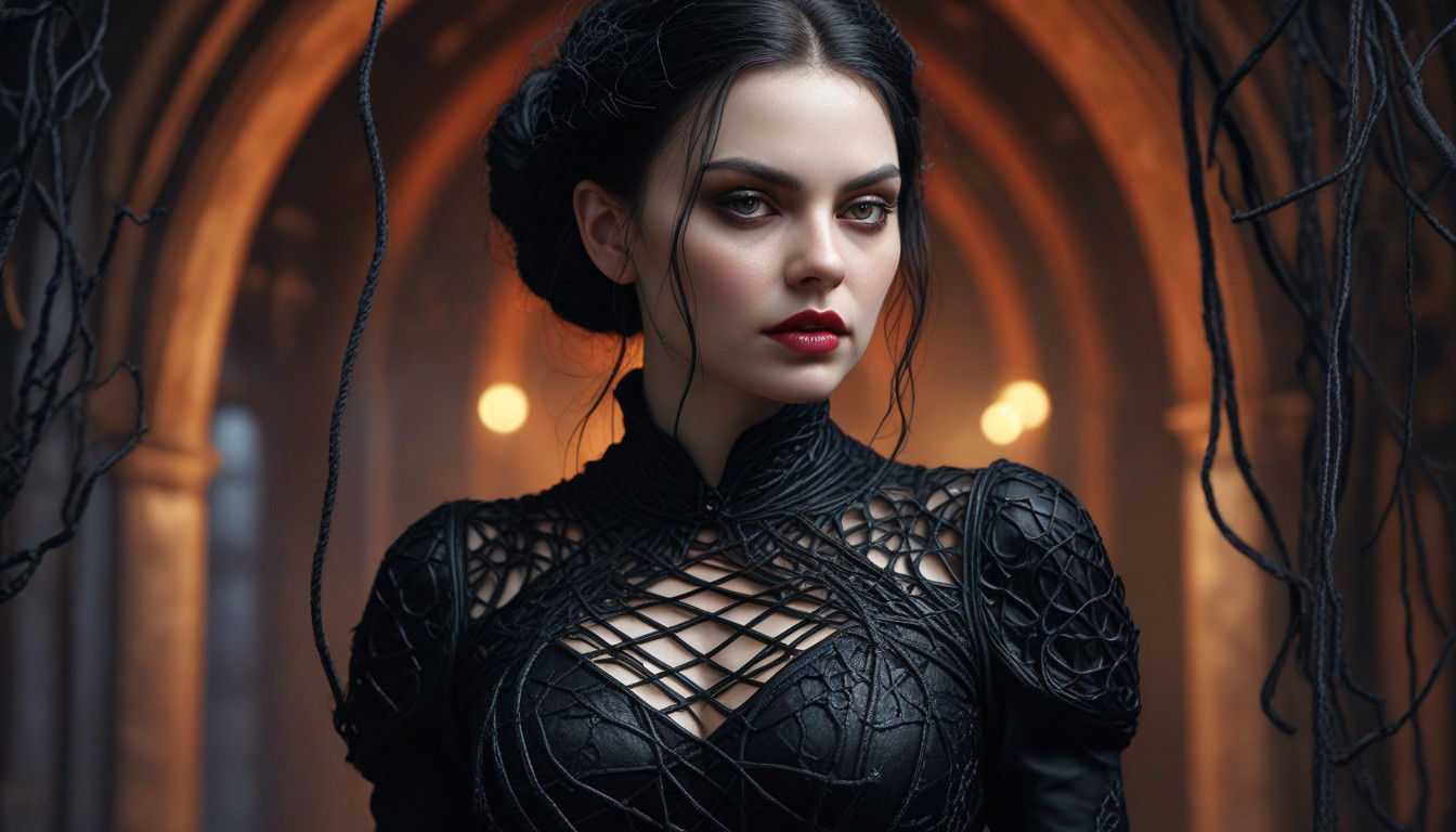 Ethereal Gothic Vampire in Velvet Darkness