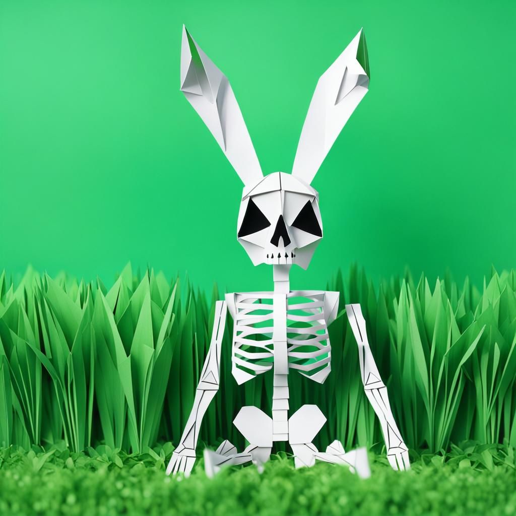 Origami Skeleton with Bunny Ears Papercraft
