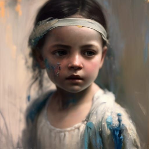 Lonely Ghost in Orphanage: Sinister Oil Painting