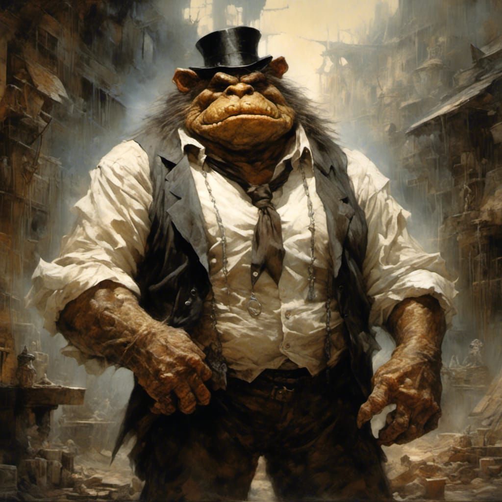 Muscular Troll in Bowler Hat and Vest