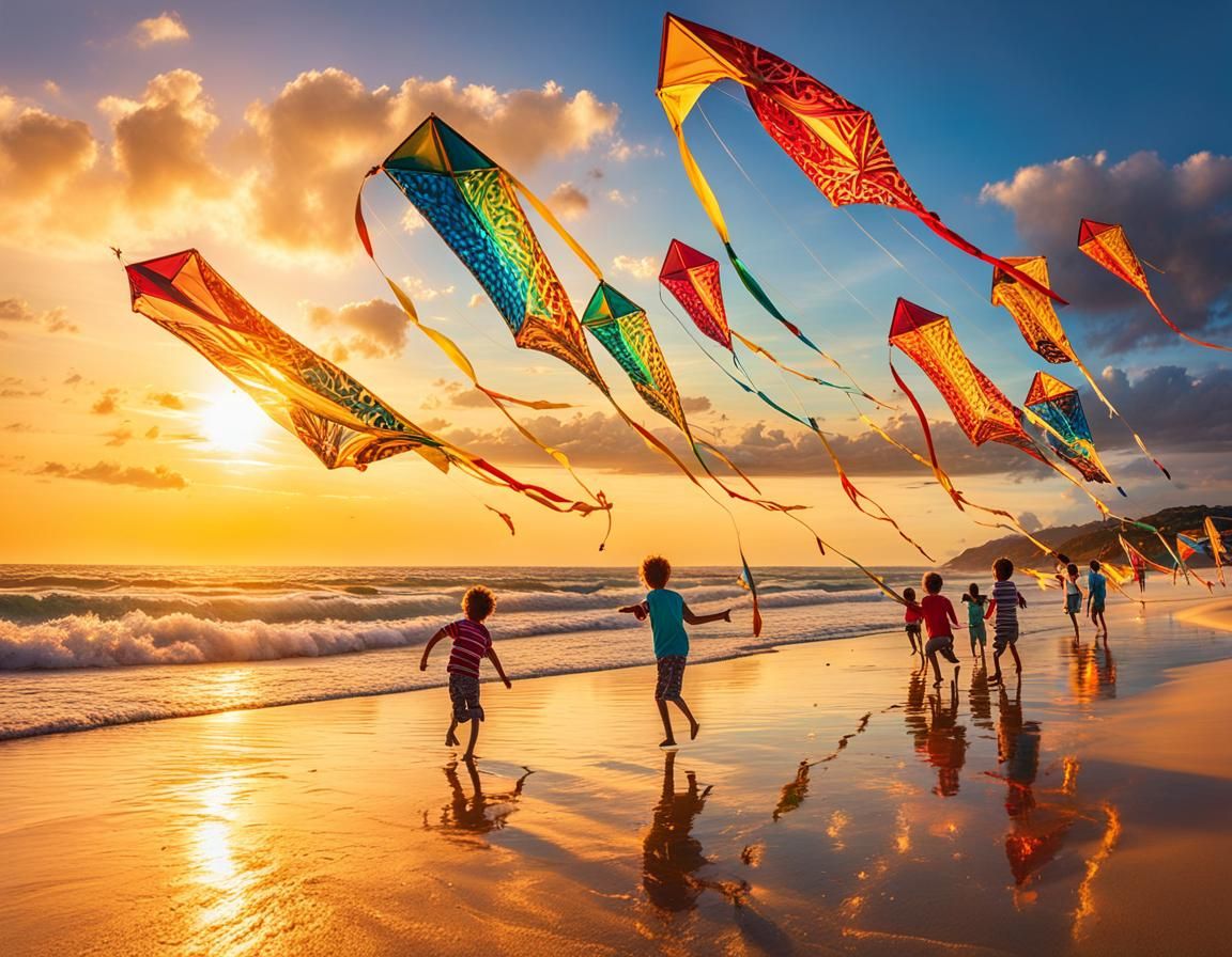 The kids competition for flying unique kites was going well