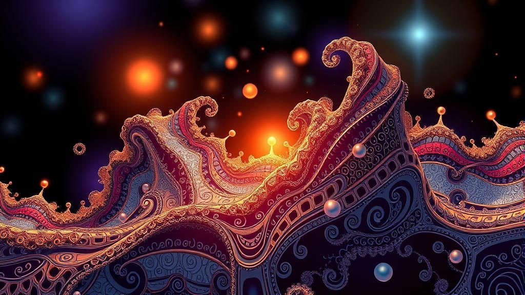 Abstract Vector Fractal with Zentangle Patterns