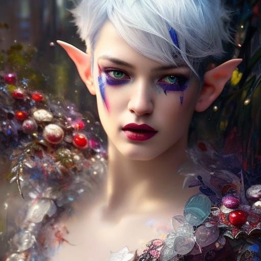 Hyperrealistic Elf Portrait in Rococo Style