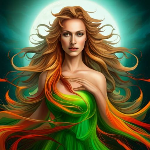 Beautiful Woman in Vine Dress Concept Art