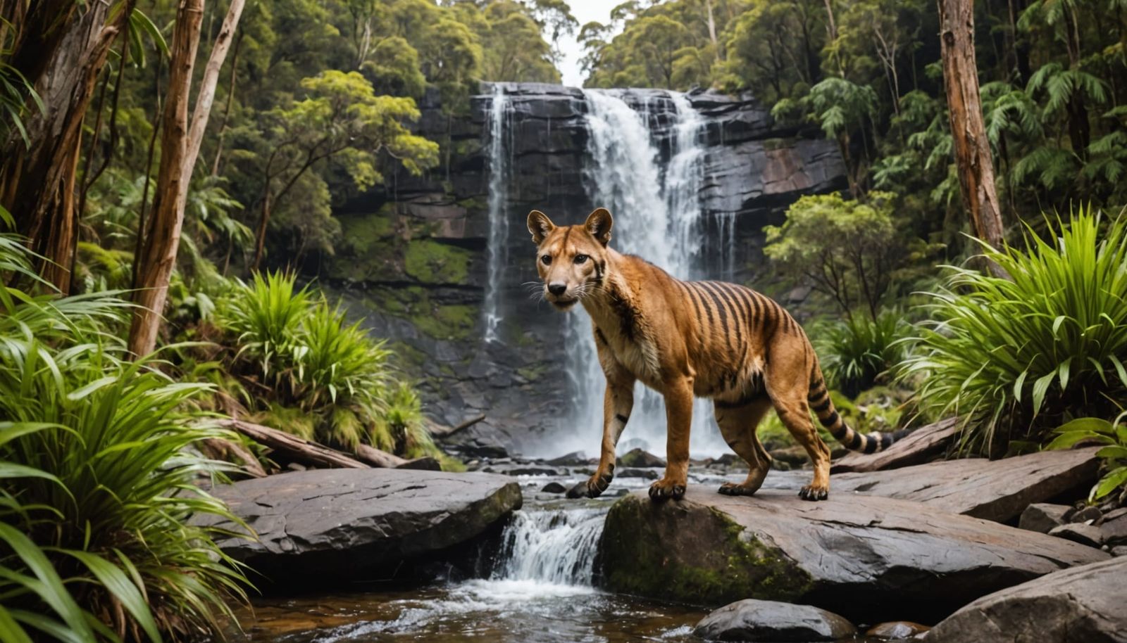 Tasmanian Tiger on the Prowl in the Jungle
