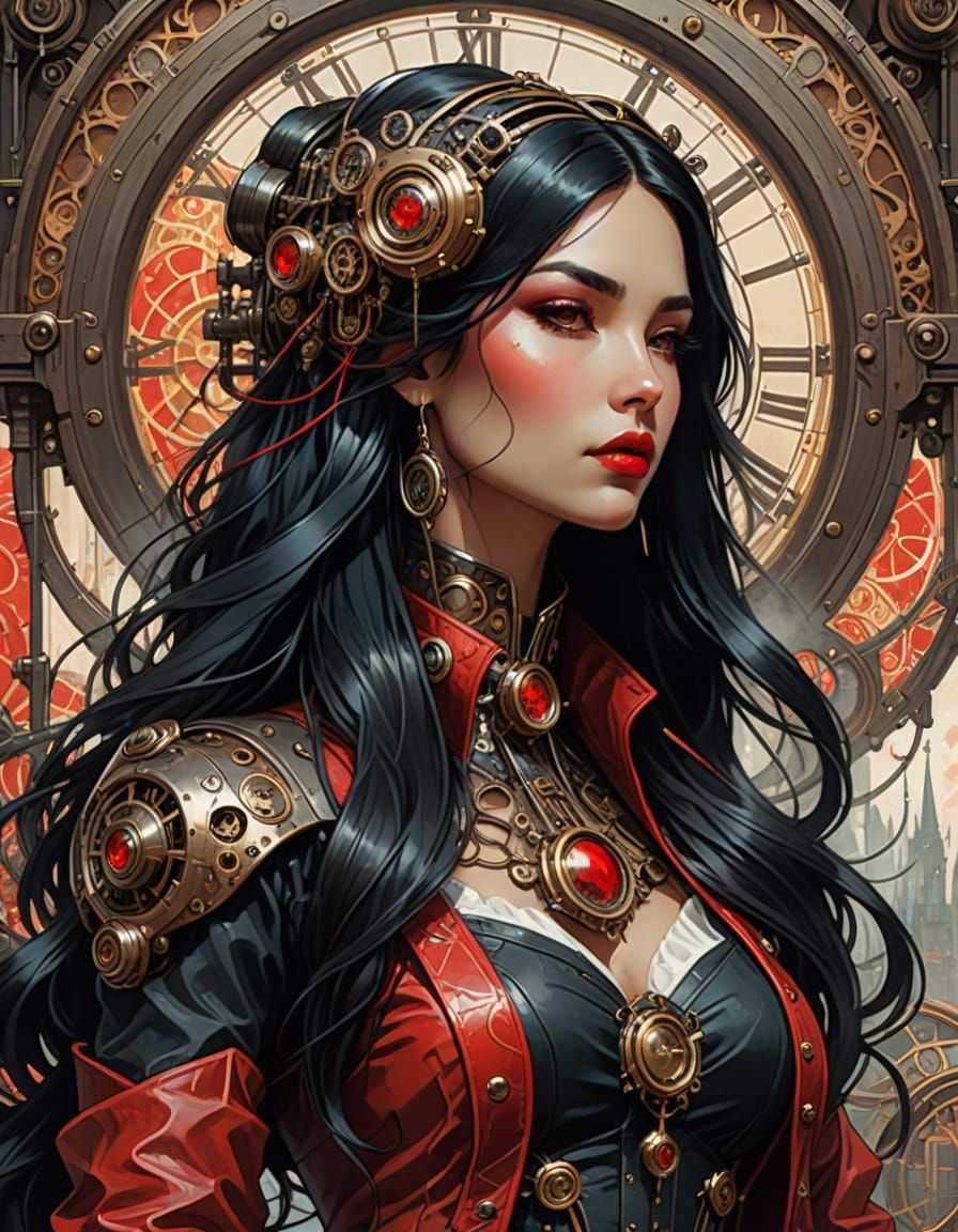 Steampunk Beauty in Art Nouveau Style