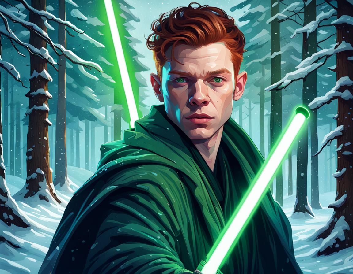 Jedi in Snowy Forest Concept Art Portrait