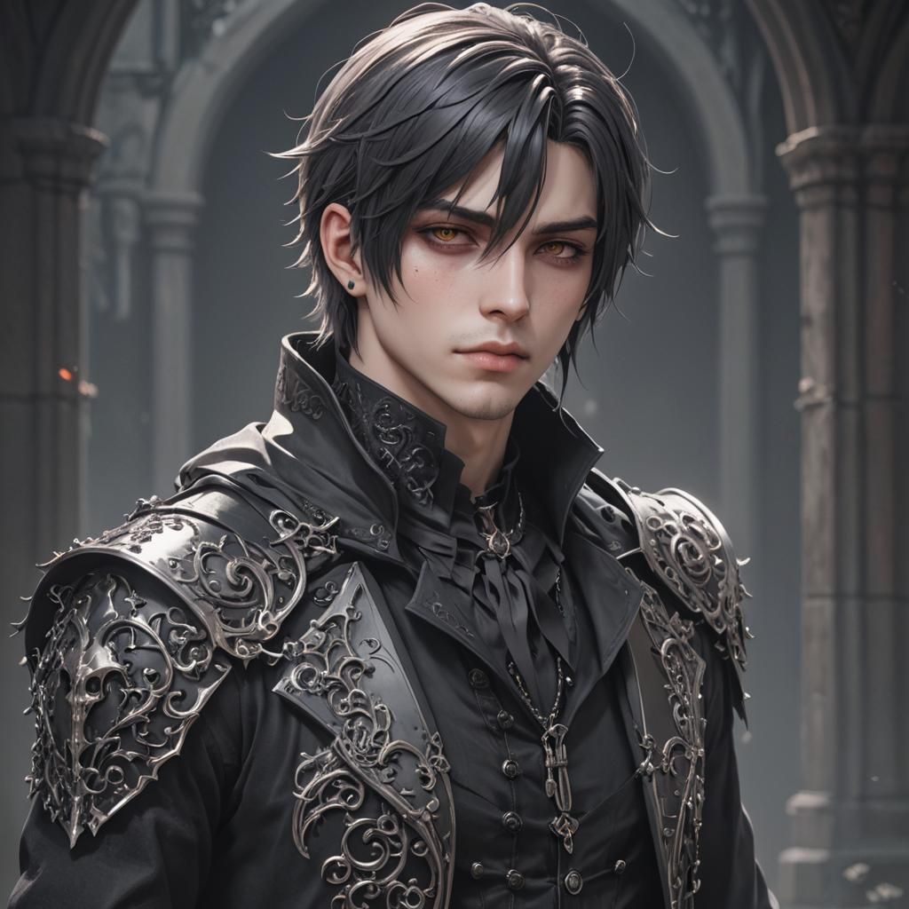 Anime Style 3D Render of a Gothic Man