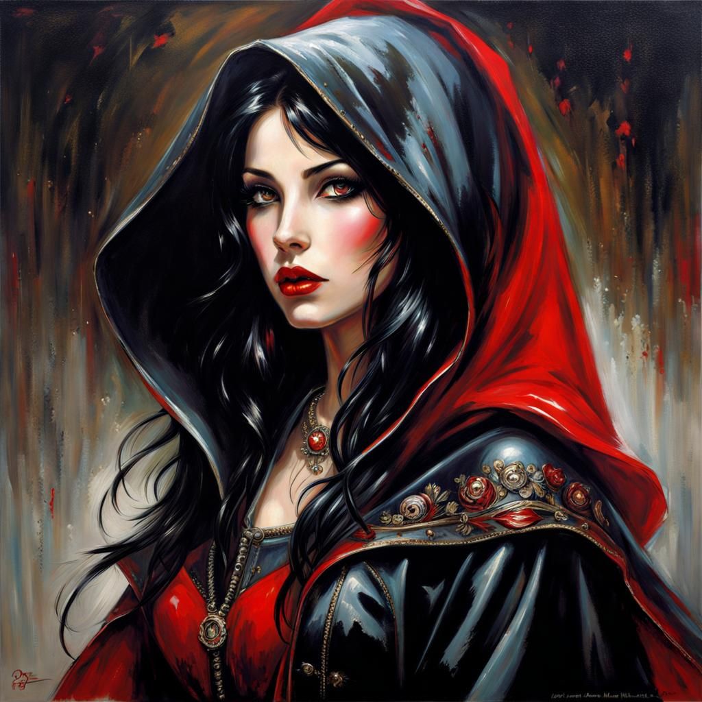 Gothic Beauty Portrait in Royo Style