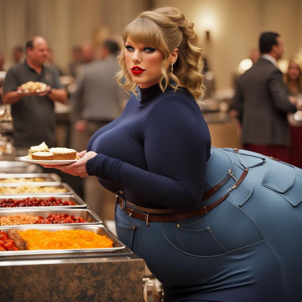 AI-Generated Image: Woman at Buffet