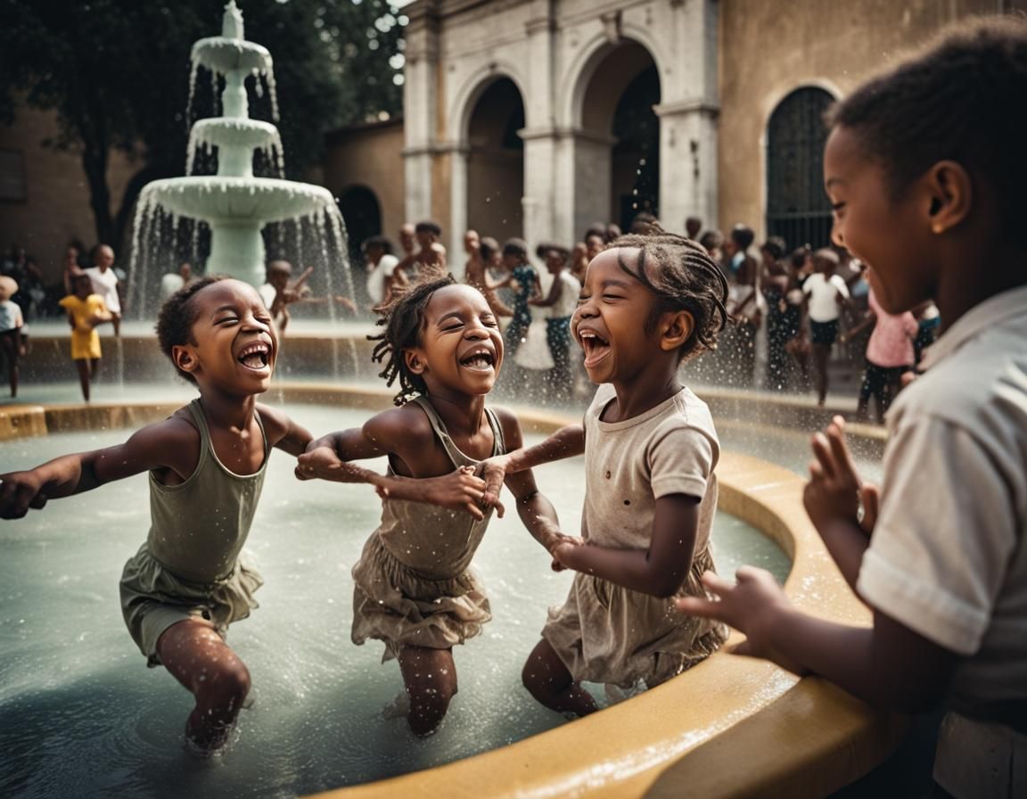 Jump in the fountain on a hot summer day!