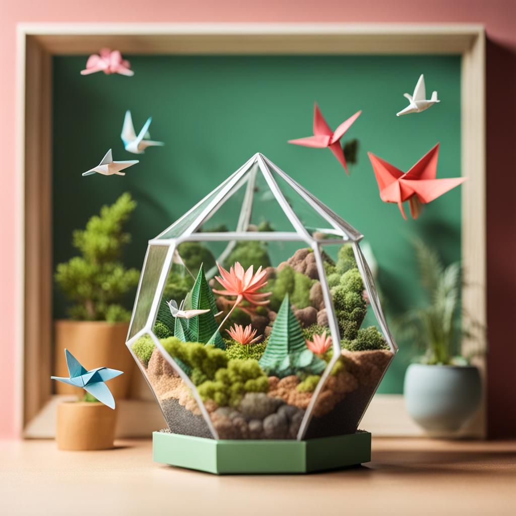 Origami Terrarium Papercraft in 8K Resolution