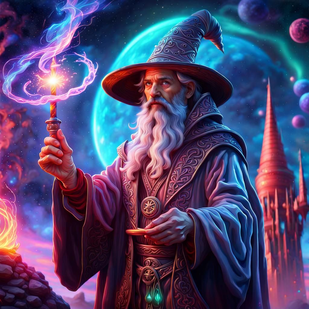 Cosmic Sorcerer's Spell: A Fantastical Digital Masterpiece