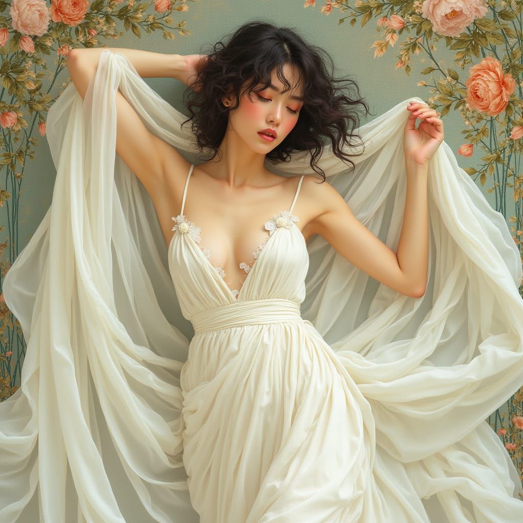 Elegant Woman in Art Nouveau Style