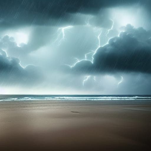 Stormy Beach Thunderstorm: Epic Cinematic Digital Painting