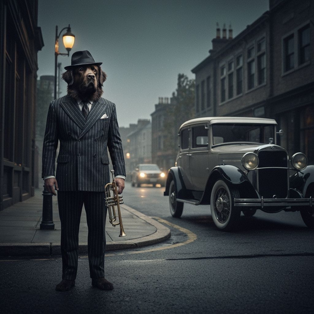 Dapper Newfoundland Musician in Film Noir Style