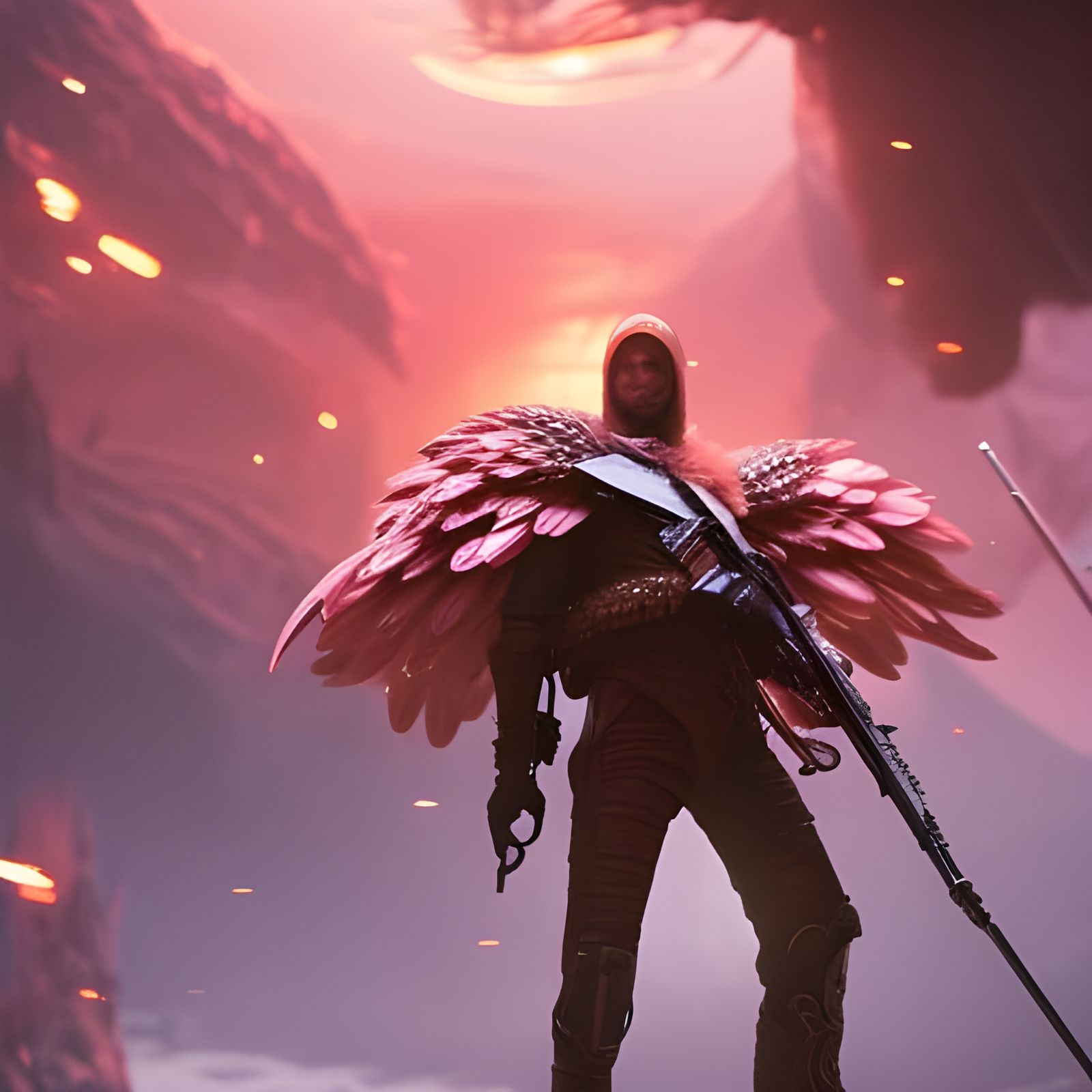 Pink Flamingo Feather Sphere: Maximalist Digital Art