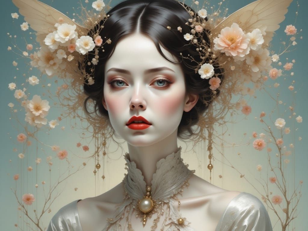 Serene Woman Portrait in Art Nouveau Style