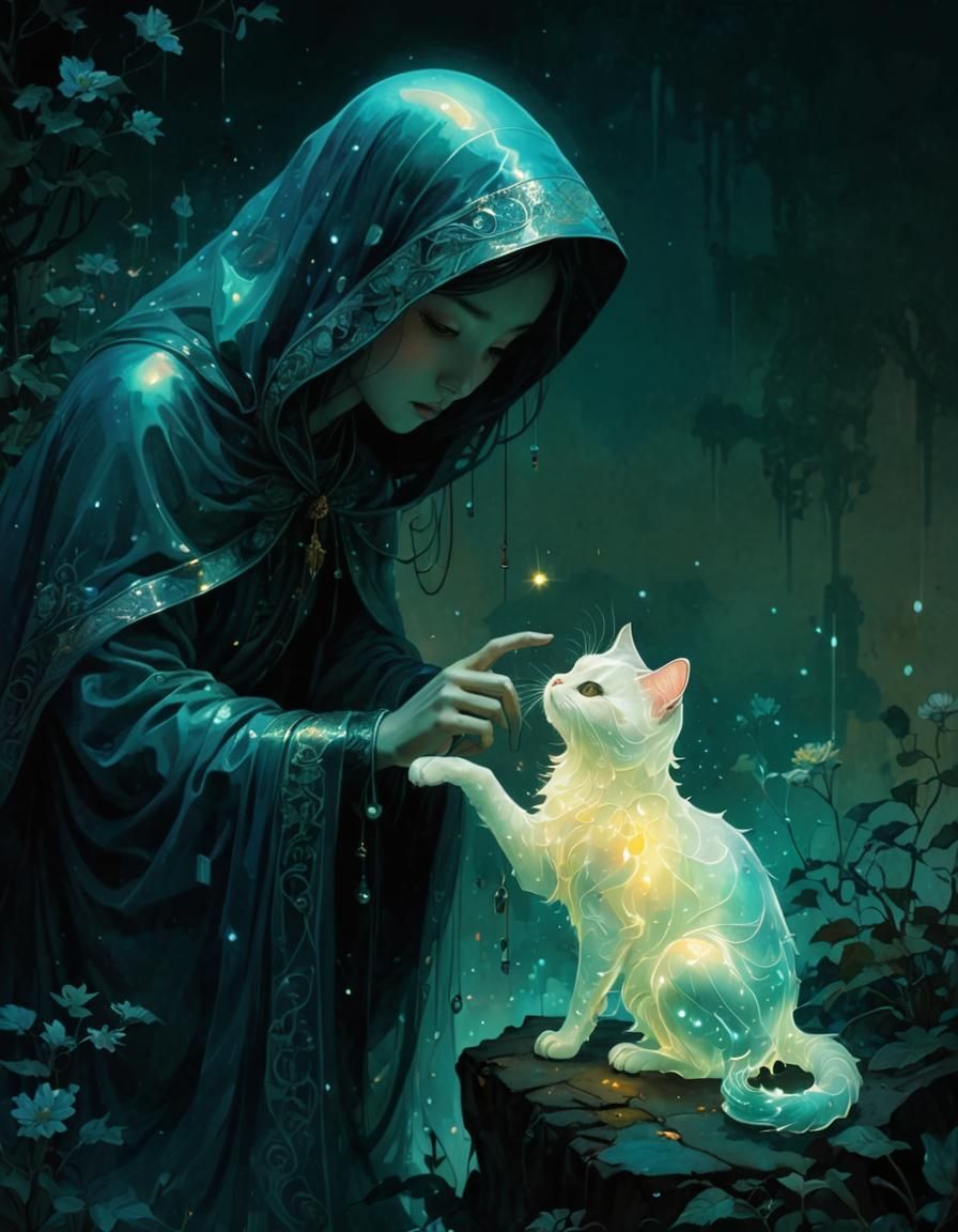 Iridescent Ghost Cat by Victo Ngai