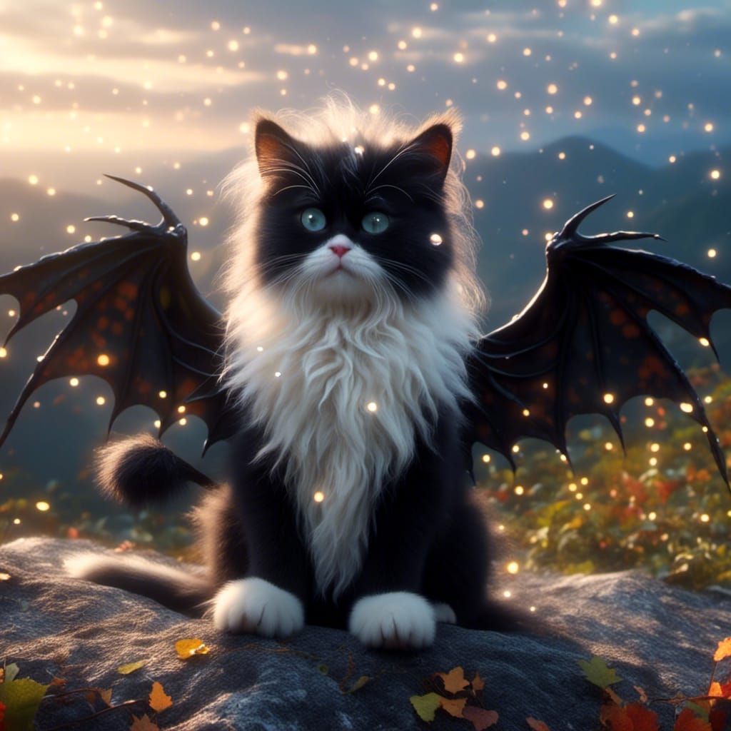 Lion, Ghost and Bat-winged Cat Cartoon