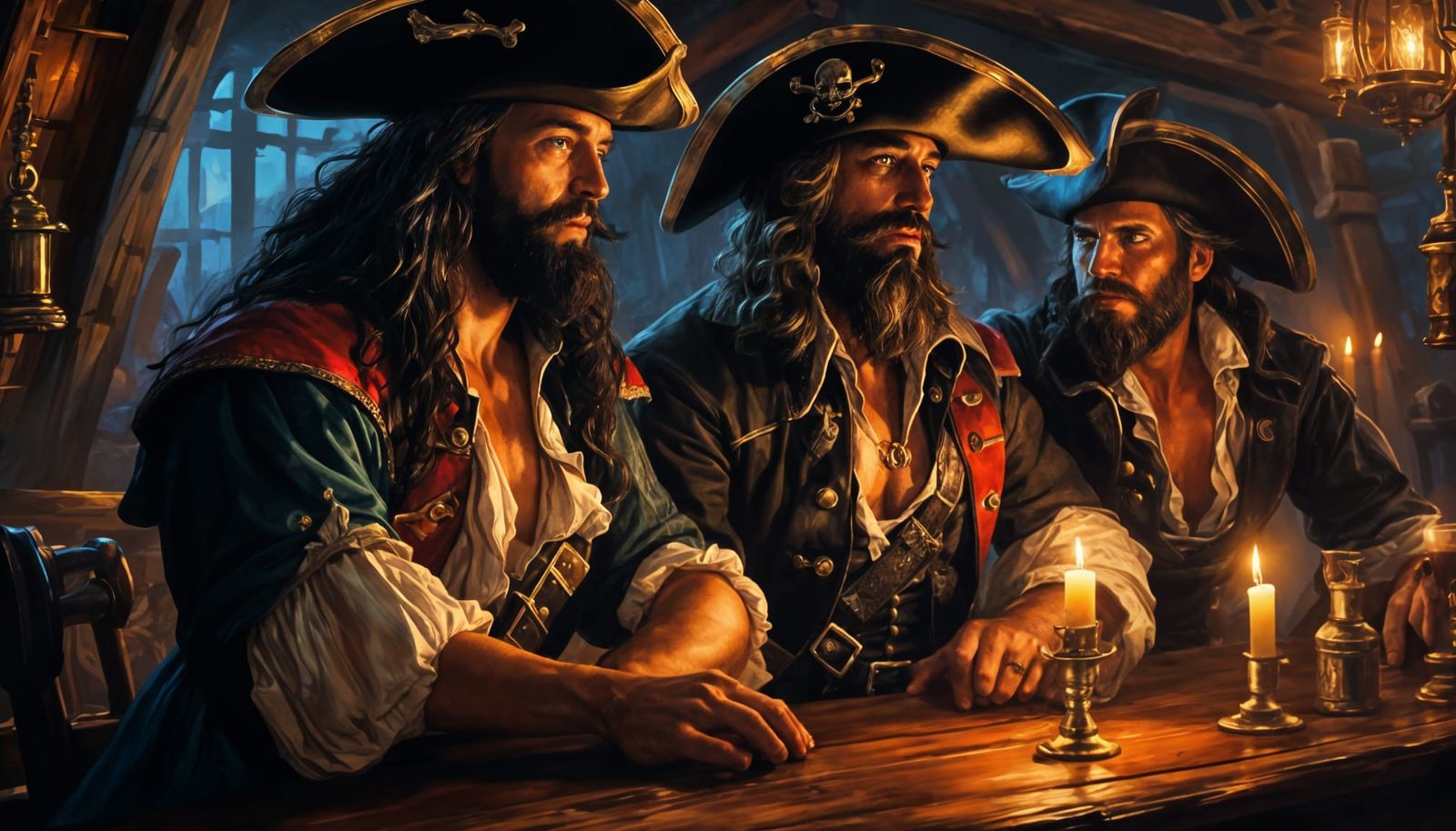 Pirate Captain Blackbeard Relaxing in Tavern