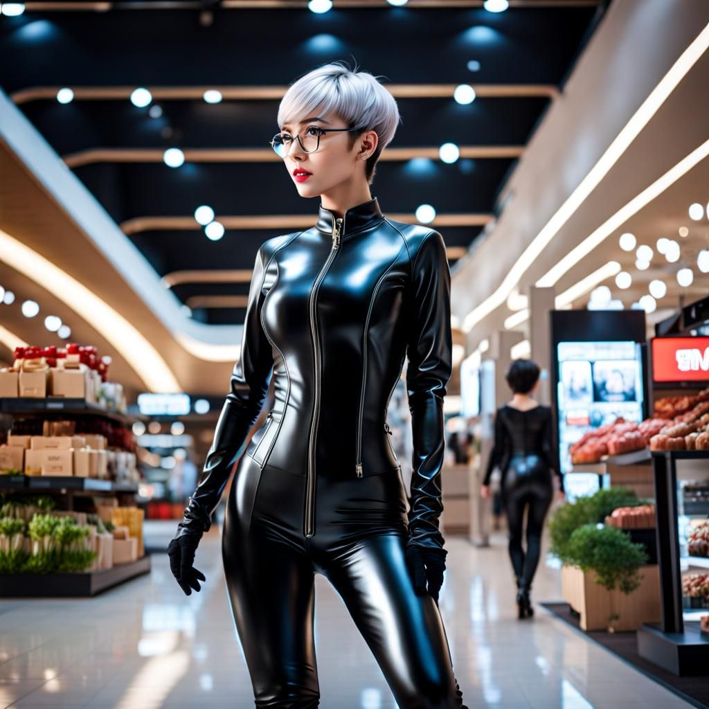 Modern Japanese Woman in Latex Costume