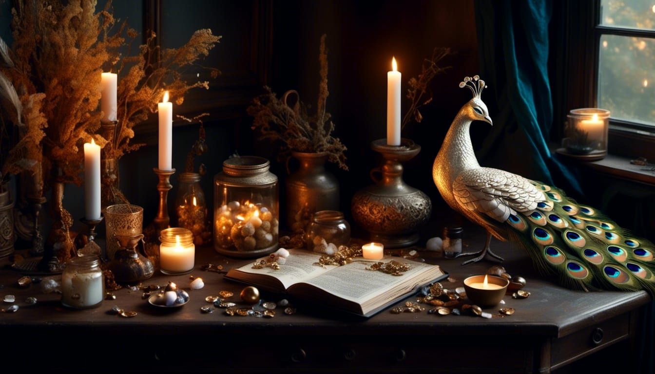 <lora:SuperHyperrealism:1.0> Alchemy table sorcery artefacts...