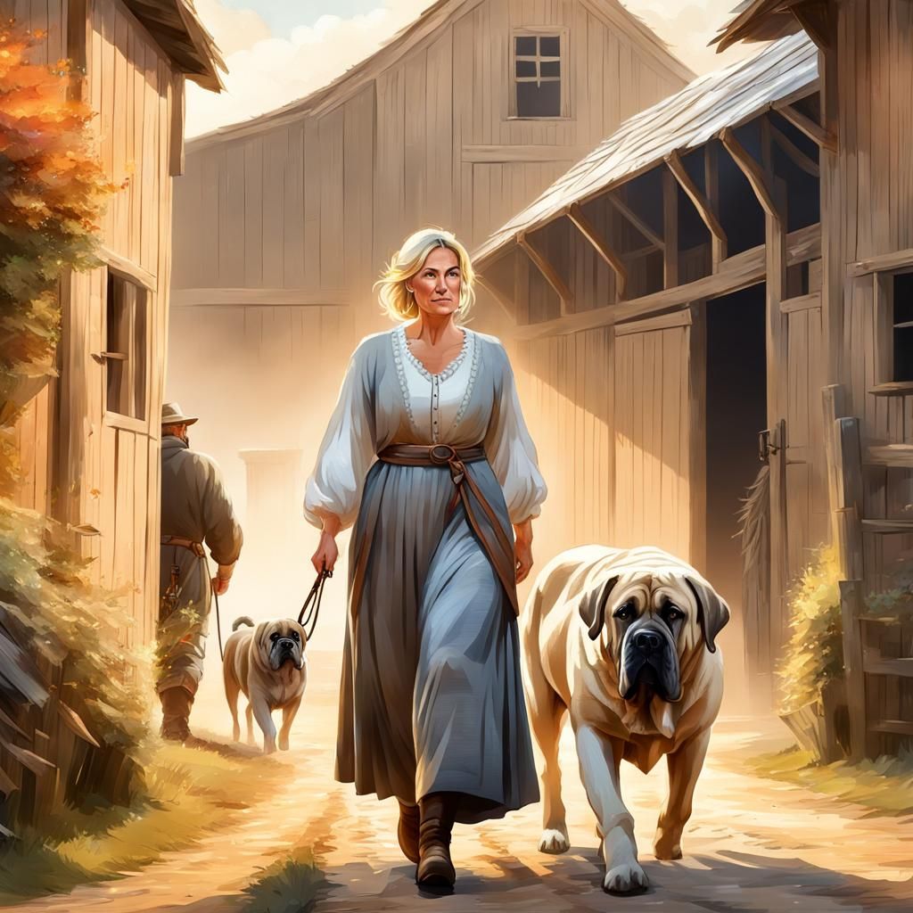 Peasant Woman and Mastiff: Digital Cel Shading
