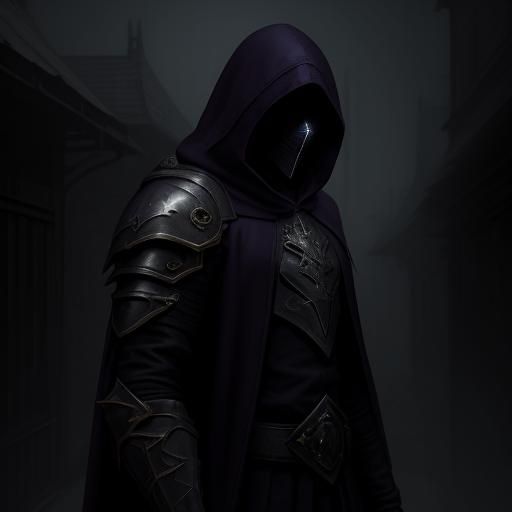 Dark Fantasy Assassin in Misty Alleyway