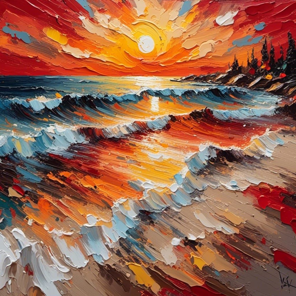 Fall sunset at the beach