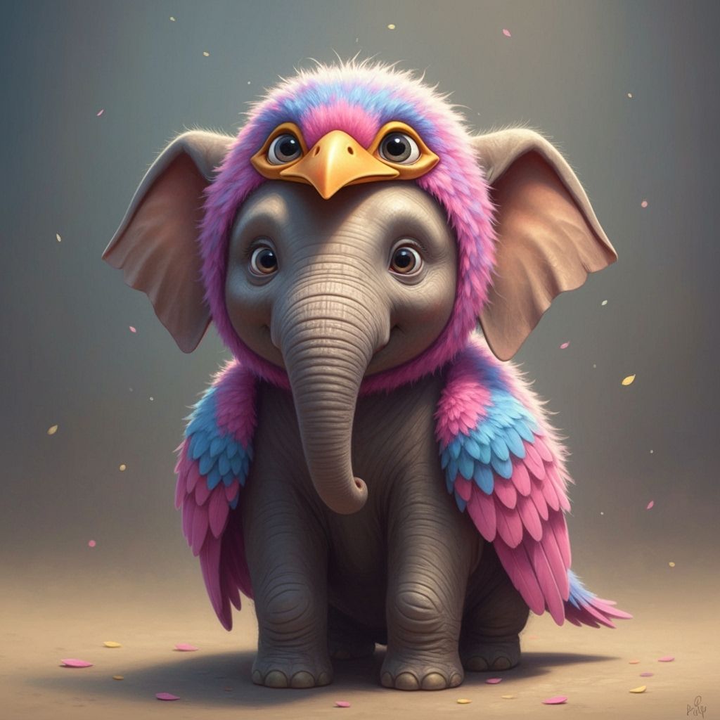 Adorable Baby Elephant in Bird Costume