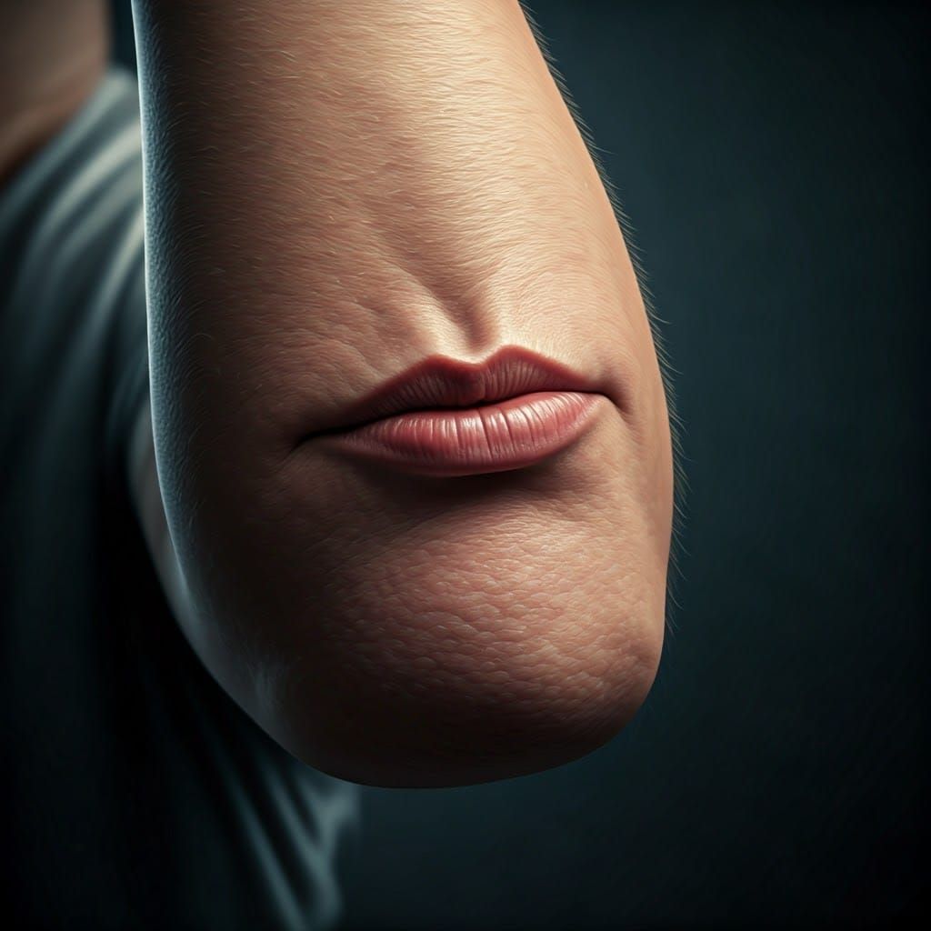 Hyperrealistic Elbow Mouth in Surreal Biomechanical Style