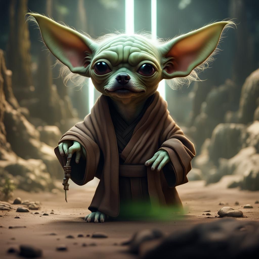 Yoda as a Chihuahua: Detailed Fantasy Concept Art