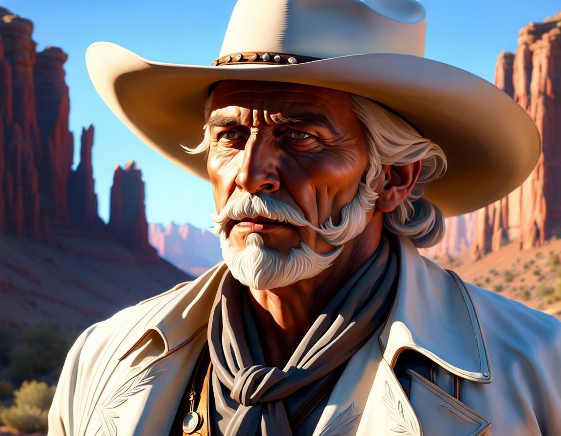 Ethereal Cowboy Portrait in Desert Canyon