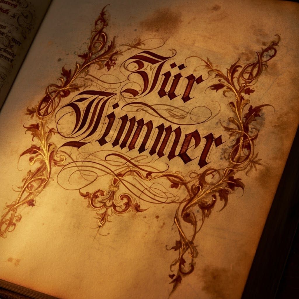 Illuminated Gothic Calligraphy: Für Immer on Parchment