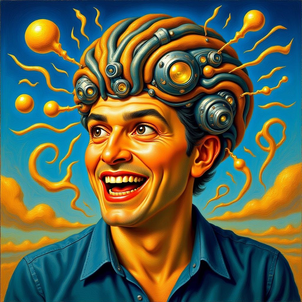 Colossal Head with Mechanical Brain Sparks Future Vision