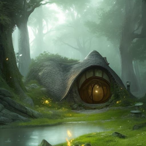 Enchanting Hobbit Home in Fantasy Forest