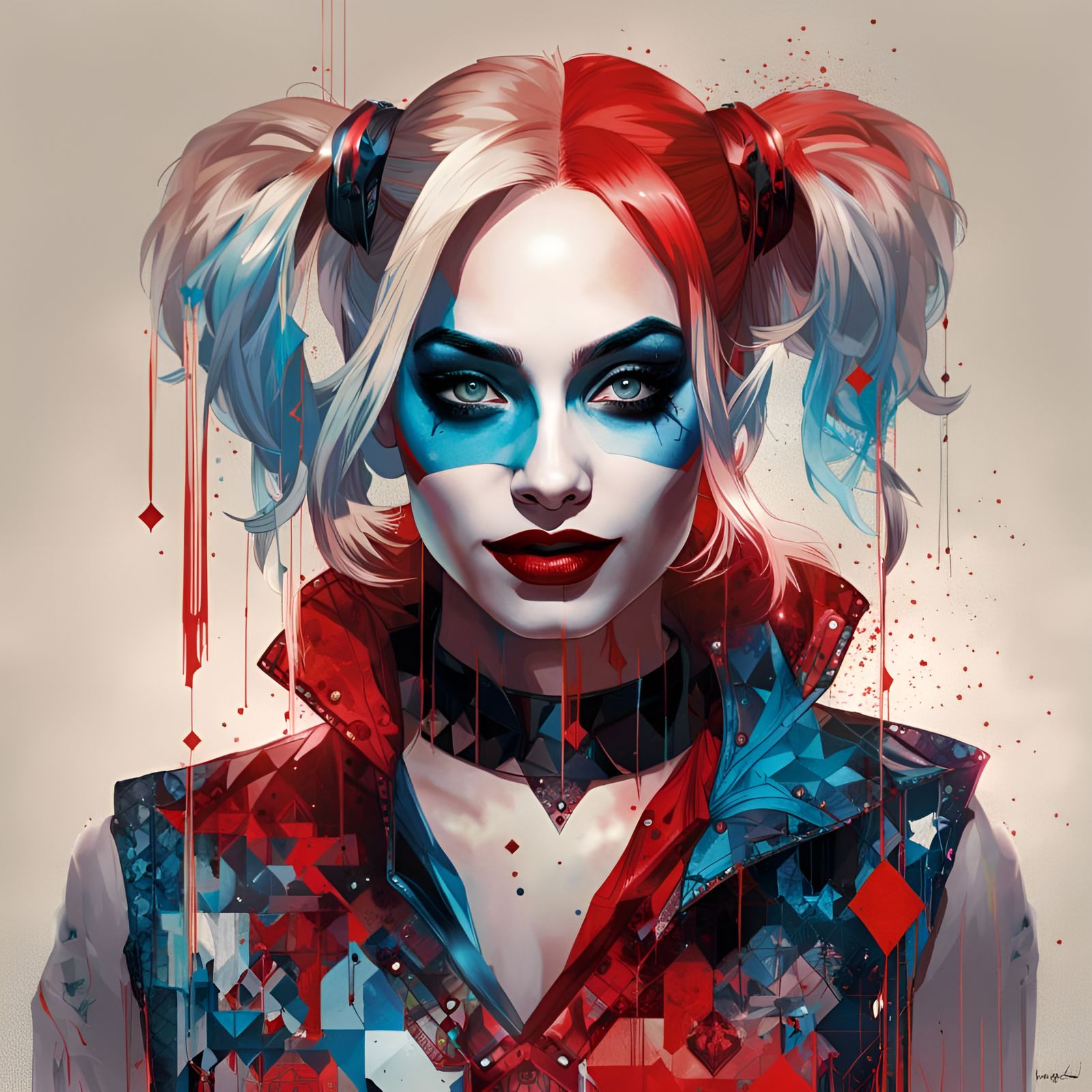 Gorgeous Harley Quinn Portrait with Filigree Details