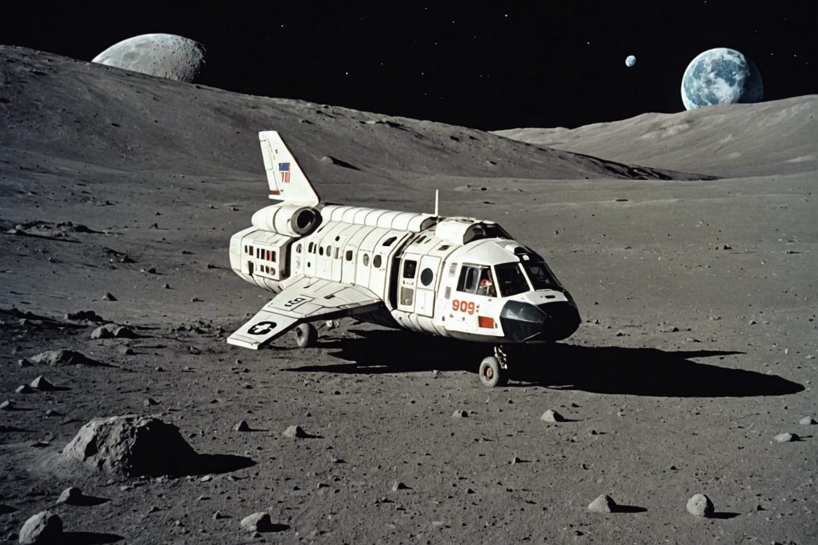 Space 1999 Spaceship Landing on the Moon