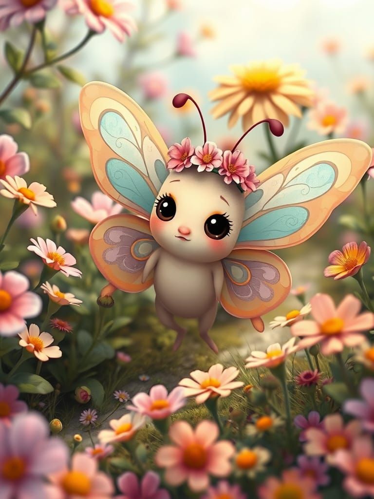 Cute Anime Butterfly with Confused Expression