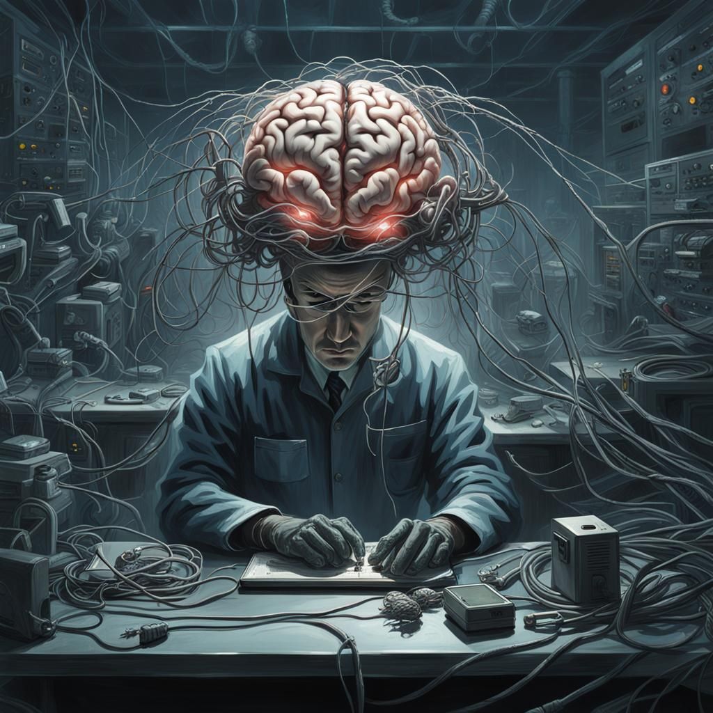 Cybernetic Brain in Gloomy Hi-Tech Lab